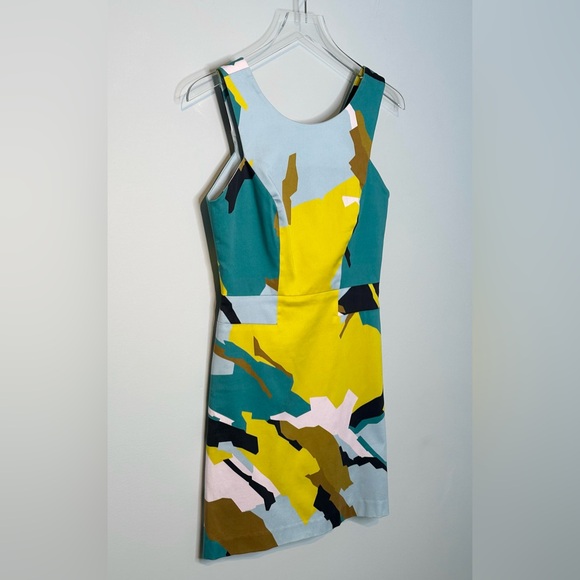 Milly Green Yellow Abstract Print Sheath Dress Size 2 - Picture 5 of 13